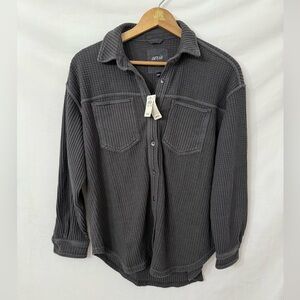 Aerie Anytime Fave Waffle Shirt Smoked Gray